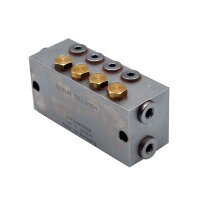 Delimon Flanschverteiler ZVF08A1501O - 8 Auslässe - 1,5 cm³ - Zuteilschaube 1/1 für 7 bis 8 Auslässe - Ohne Flanschplatte