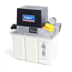 SKF Einleitungspumpe MKU5-14EC11000 - für Öl - 230 Volt - 6 Liter - 0,5 l/min - mit Steuerung - mit Füllstandsschalter - mit Druckschalter - mit Manometer - mit Kunststoffbehälter - Kabelverschraubung - 1 Rechteckstecker