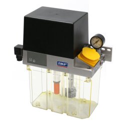 SKF Einleitungspumpe MKF2-12AC00000 - für Fließfett - 24 Volt - 3 Liter - 0,2 l/min - ohne Steuerung - mit Füllstandsschalter - mit Druckschalter - ohne Manometer - mit Kunststoffbehälter - 2 Kabelverschraubungen