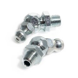 Kegelschmiernippel 45° - M6x0,75 keg AG - Stahl / galvanisch beschichtet - Länge: 23,5 mm