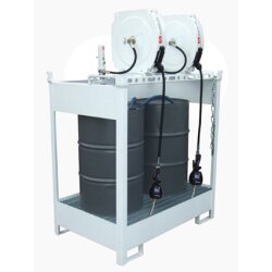 Samoa 40607 Frischöl-Insel - 2 x Automatik-Schlauchaufroller geschlossen - 30 l/min - 2 x Handdurchlaufzähler