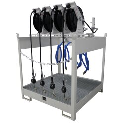 Samoa 40768 Frischöl-Insel - 4 x Druckluftpumpe - 4 x offene Schlauchaufroller - für 4x 200 Liter Fass