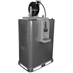 Samoa 40863 Kompakt Ölanlage - 1000 Liter - 1,6 Meter Saugschlauch - Schlauchaufroller mit 10 Meter Schlauch