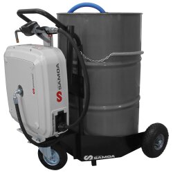 Samoa 40982 Ölanlage - mobil - Druckluft - Fahrwagenmontage - für 200 Liter Fässer - Sclauchaufroller geschlossen