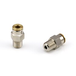 Einschraubverschraubung gerade - 1/4 - 28 UNF auf Ø 6 mm - steckbar - Messing