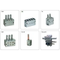 Lincoln Schmierstoffverteiler VSG 2-KR - 0 bis 2,20 cm³ pro Auslass - max. + 80°C - 400 bar - Auslässe: 2 - mit Anzeigestift - mit Schutzkappe Material Messing