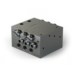 Lincoln Progressivverteiler SSVD 6 - max. 1,8 cm³ pro Hub/Auslass - 20 bis 350 bar - Auslässe: 6 - Einlass: G1/8 - Auslass: M10x1 - Material schwarz-chromatierter Stahl