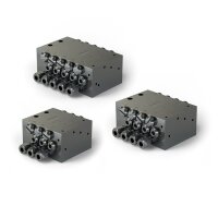 Lincoln Progressivverteiler SSVD 6 - max. 1,8 cm³ pro Hub/Auslass - 20 bis 350 bar - Auslässe: 6 - Einlass: G1/8 - Auslass: M10x1 - Material schwarz-chromatierter Stahl