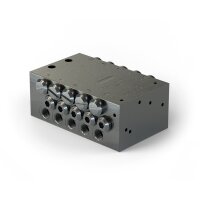 Lincoln Schmierstoffverteiler SSVD 10/9-V1 - max. + 70°C - 350 bar - Einlass: G1/8 - Auslass: M10x1 - aus schwarz-chromatiertem Stahl - mit Bypass-Bohrung