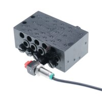 Lincoln Schmierstoffverteiler SSVD 10/9-V1-..........-KN - max. + 70°C - 350 bar - Einlass: G1/8 - Auslass: M10x1 - aus schwarz-chromatiertem Stahl - mit Bypass-Bohrung - mit Anzeigestift - mit Näherungsschalter