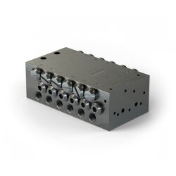 Lincoln Progressivverteiler SSVD 12-N - max. 1,8 cm³ pro Hub/Auslass - 20 bis 350 bar - Auslässe: 12 - Einlass: G1/8 - Auslass: M10x1 - Material schwarz-chromatierter Stahl - mit Kolbendetektor Kabel
