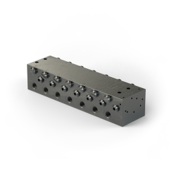 Lincoln Progressivverteiler SSVDL 14 - max. 1,8 cm³ pro Hub/Auslass - 20 bis 350 bar - Auslässe: 14 - Einlass: R1/4 - Auslass: Ø 8, 10 oder 12 mm - Material schwarz-chromatierter Stahl