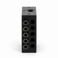 Lincoln Progressivverteiler SSVM 10 - max. 0,07 cm³ pro Hub/Auslass - 200 bar - Auslässe: 10 - Einlass: G1/8 - Auslass: M8x1 - Material schwarz-chromatierter Stahl