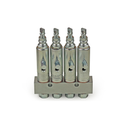 Lincoln Schmierstoffverteiler SL-1 - 0,131 bis 1,31 cm³ - 127 bis 240 bar - Anzahl der Auslässe: 4 - Auslass: 1/8NPTF(F) - Einlass: 3/8NPTF(F) - Material Stahl