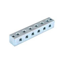 6er Nippelblock - M10 x 1 Gewinde - 150 mm lang - T-Bohrung - 6 Anschlüsse - Stahl
