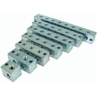 2er Nippelblock - M10 x 1 Gewinde - 60 mm lang - T-Bohrung - 2 Anschlüsse - Stahl
