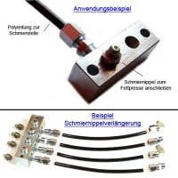 2er Nippelblock - M10 x 1 Gewinde - 60 mm lang - T-Bohrung - 2 Anschlüsse - Stahl