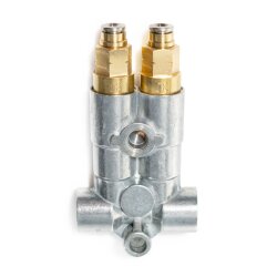 Delimon Kolbenverteiler 352 - für Öl und Fliessfett - 2 Auslässe - Steckverbinder - 0.30 / 0.30 ccm pro Hub
